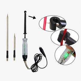 ALLOSUN Automotive Wire Piercing DC Voltage Circuit 6V / 12V Hook Probe Tester 59 Inch Cord with LED & Buzzer Indicator