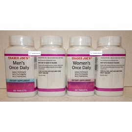 Trader Joe's2 Men & Women’s Once Daily High Potency Multivitamin/Multimineral Dietary Supplement 60 Tablets (Two Bottles)