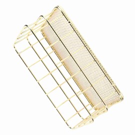 Qukaim Household Decor Golden Iron Storage Basket, Multifunctional Wire Mesh Desktop Organiser for Home, Small Size, Groceries Basket, Household Supplies, 30 x 20 x 15 cm