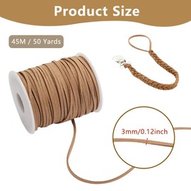 1 Roll 45 m x 3 mm Flat Leather Cord, Brown String Leather Strips