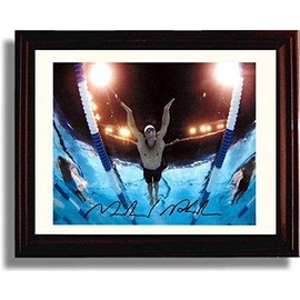 Michael Phelps Autograph Promo Print - The Dive - Framed Print