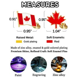 50 Pcs Canada Flag Pins, Enamel Lapel Pin Brooch Badge with Maple Leaf Design for Canadian Souvenirs, Perfect for Men & Women's Clothing, Bags, Hats