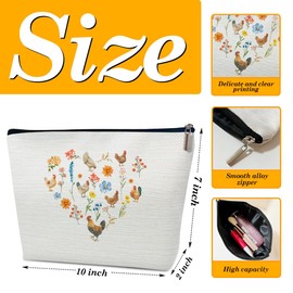 Ythuil Chicken Gifts Makeup Bag, Heart Shape Chicken Cosmetic Bag for Purse, Animal Lovers Gifts for Women, Besties, Daughter, Best Friends, Teen Girl