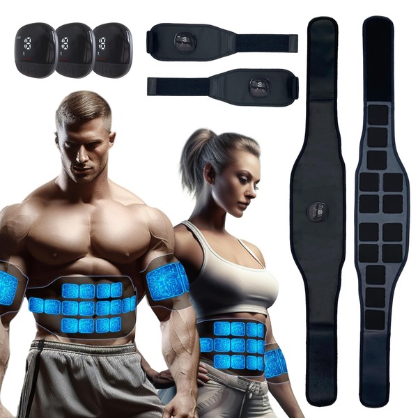 Emurdyon Ab Stimulator Belt – MHD TENS EMS Muscle Stimulator, Waist Trainer for Woman/Man, Abs Workout Equiptment Your Home Gym Exercise Gear Abdomen/Arm/Leg, Black