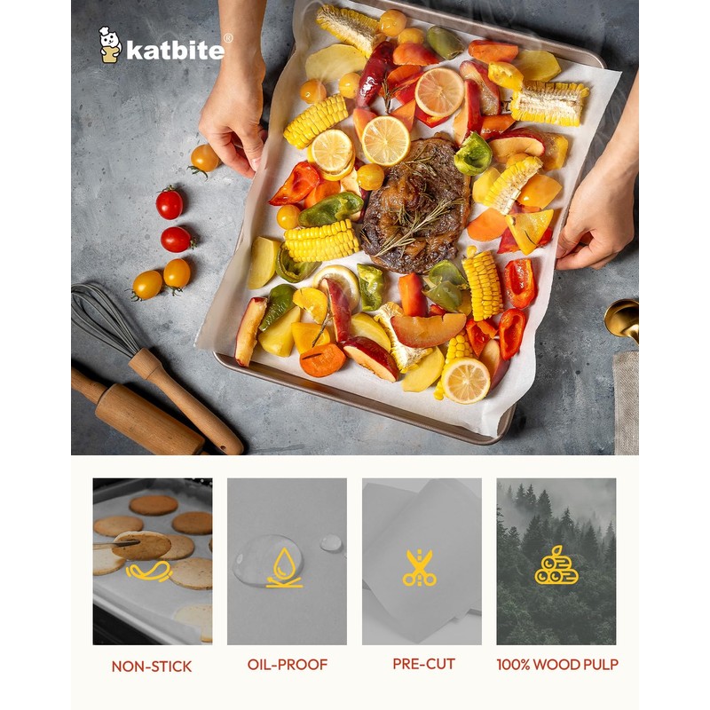 Katbite 350Pcs 9x13 In Parchment Paper Sheets, Heavy Duty White