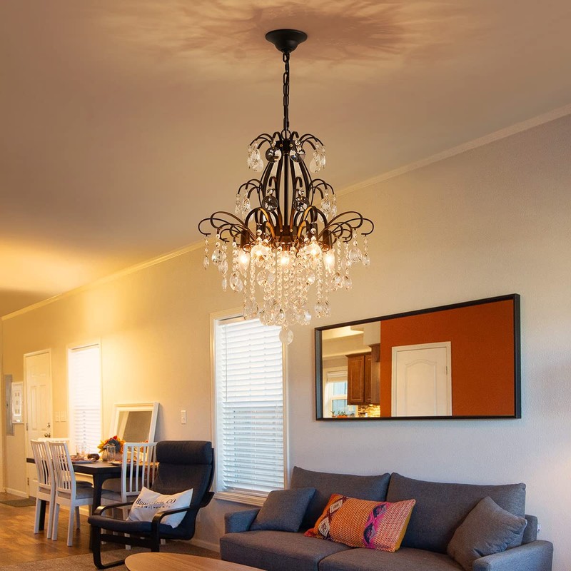 WUZUPS Crystal Chandelier 5-Light Pendant Ceiling Light Modern Lighting Fixture