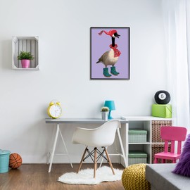 Stupell Industries Festive Winter Goose with Scarf and Hat, Designed by Sally Springer Griffith Black Framed Wall Art, 24 x 30, Multi-Color