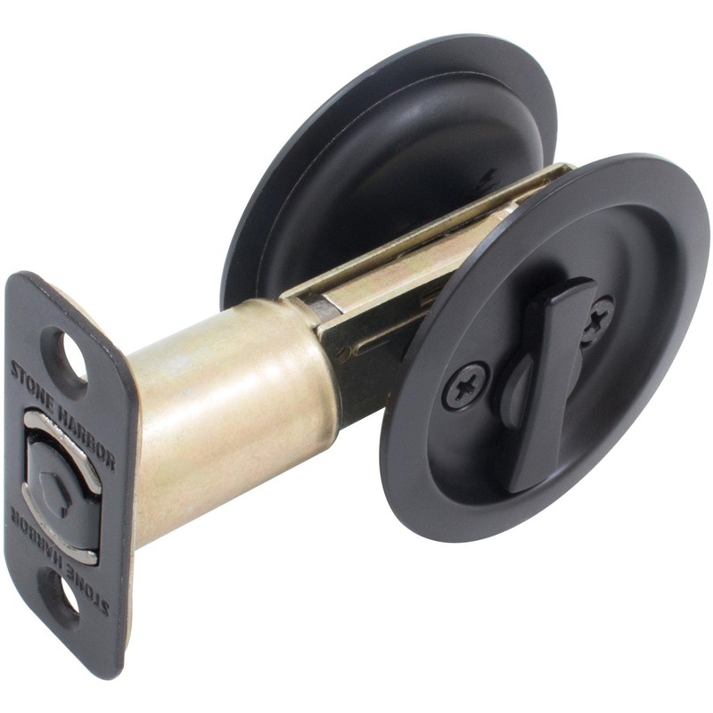 Round Pocket Door Lock, Privacy (Bed/Bath) Latch, 2-3/4" Backset, RCL,