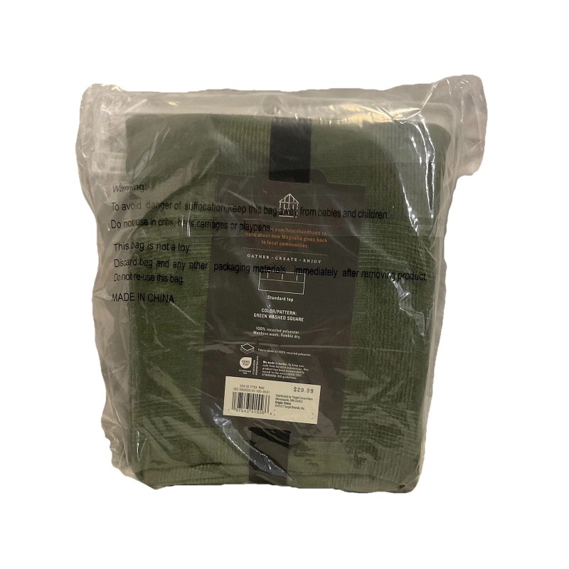 Hearth & Hand W/Magnolia Grid-Like Textured Shower Curtain 72x72", Green
