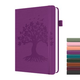 Dzhzal Tree of Life Lined Diary A5 Lined 120gsm Thick Journal 365 Pages Leather Hard Cover Diary for Women Men Writing Notebook with Pen Loop and Inner Pocket