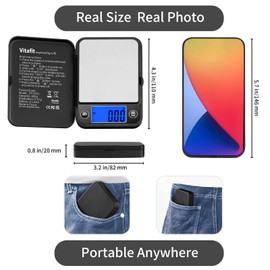 Vitafit 500g Digital Pocket Scale,High Accuracy Assured by Scale Professional Factory Since 2001, Gram Scale 0.01g for Multifunction: Lab,Food, Kitchen,Coffee,Jewelry; Black
