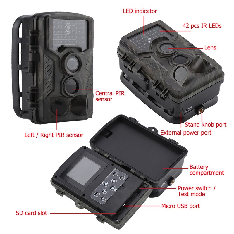 Waterproof Trail IR Camera 1080P 12MP HD Wildlife Game Hunting