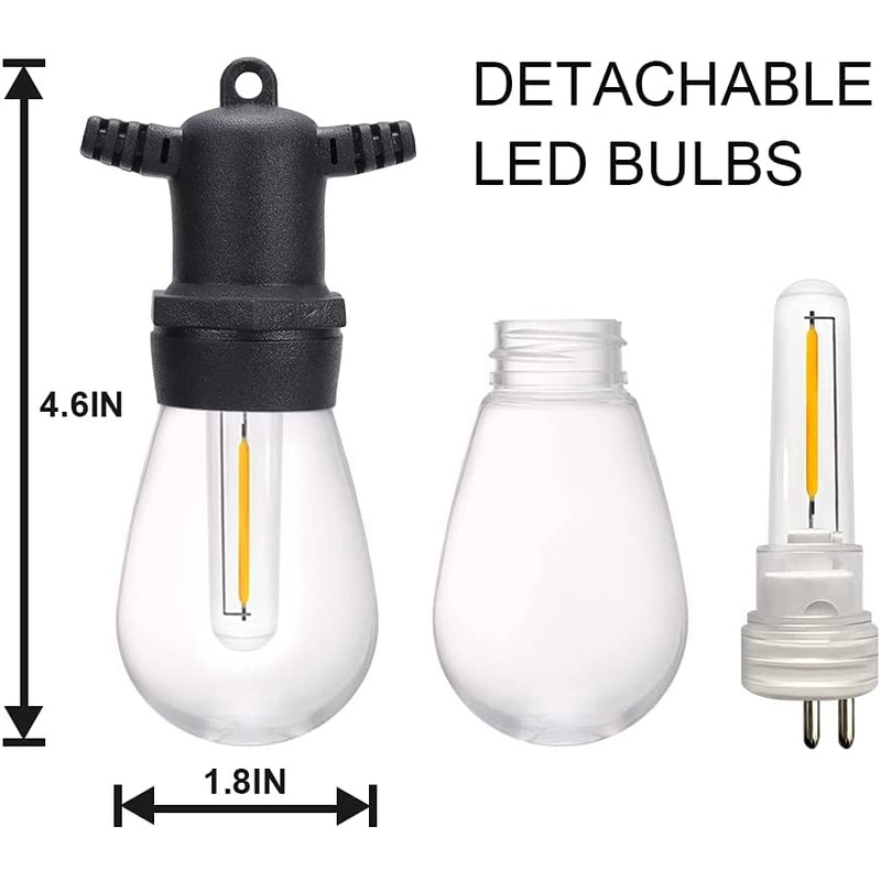 DGE S14 LED Bulb 6 Pack String Light Bulbs 1.5