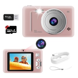 KC-A1 Digital Camera, UHD, 4K Video Recording, Photos, 48 Megapixels, Dual Front and Rear Cameras, Toy Camera, Girls/Boys, Kids Camera, 32G Card Included, Hand Vibration Correction, Self-Timer