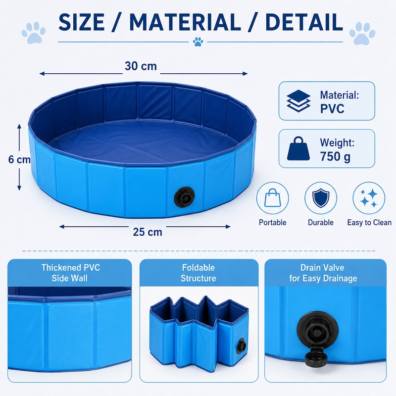 Foldable Pet Swimming Pool for Dogs – Portable PVC Bathing