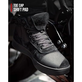 RIDEIRON Motorcycle Shoes Men Women Motorcycle Boots CE Approved, Non-Slip, Reinforced Thickened Sole, Waterproof, Breathable, Comfortable with Side Zippers and Ankle Support, Black, EU 37