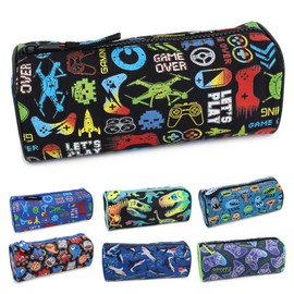Fashion Stationery Pencil Case Boys Girls Kids Childrens Black Gamer Primary School Storage Pencil Cases Gifts Stocking Filler for Birthdays (Black)