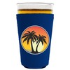 Palm Tree Sunset Pint Glass Coolie (Royal Blue)