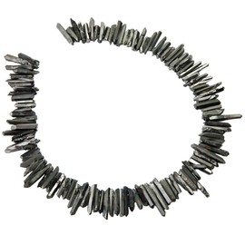 rockcloud Natural Rock Crystal Points Titanium Coated Clear Quartz Sticks Spikes Top Drilled 15 inch Strand,Deep Grey