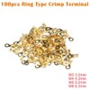 100 Pieces Ring Shoe Terminals, Brass Crimp Cable Connectors, Wire