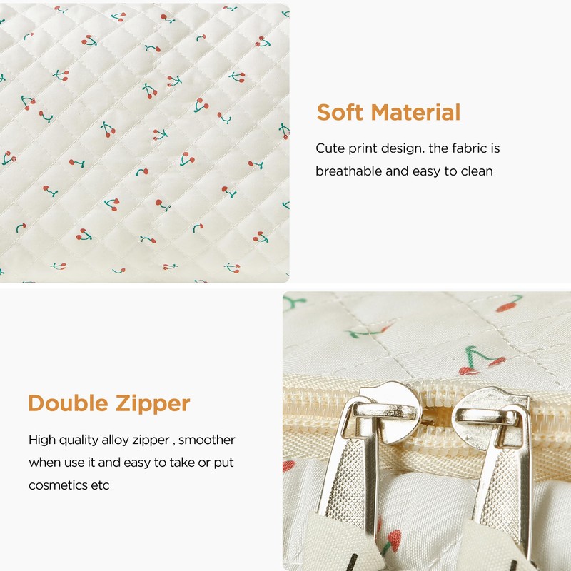 HBselect - Bolsa de maquillaje acolchada de algodón, 2 unidades,