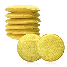 BWBWND 8PCS Microfiber Wax Applicator Pads, 5 Inch Round Car Wash Sponge Cleaning Tools with Finger Pocket, Scratch-Free Ultra-Soft Foam Bulk for Fine Polishing Detailing Waxing (Yellow)