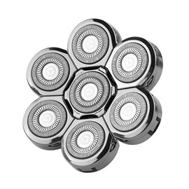 Replaceable 3D-9D Floating Electric Shaver Head - Spare Nose Trimmer, Hair Clipper & Facial Cleaning Massage Head​(7 Blades Head Silver)