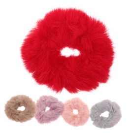 FOMIYES 5pcs Plush Hair Ties for Girls Adorable Ponytail Holders Soft Scrunchies Random Colors for Weddings Parties and Everyday Use