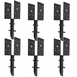 Nrspp 4x4 Concrete Post Anchor 6 Pcs (Inner Dia 3.6"x3.6") U Shape Fence Post Holder Ground Spike Metal Black Powder Coated Post Base