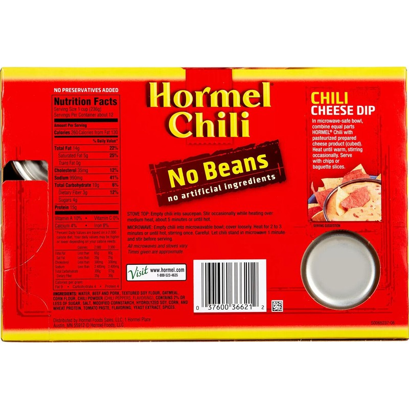 Hormel Chili No Beans 15 oz., 6pk.