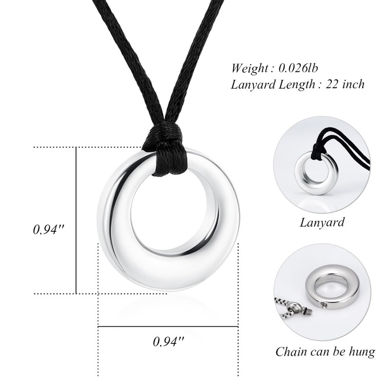 Ashes Pendant Necklace, Memorial Ashes/Hair Holder, Waterproof, Stainless Steel, Women's