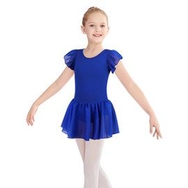 Belovance Toddler Ballet Leotard for Girls Gymnastics Dance Dress Flutter Sleeve Skirt Balck Purple Pink Ballet Tutu Outfit, Ruffle Royalblue, 2-3 Years