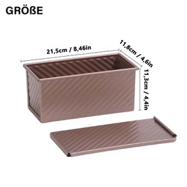 GOIEHIR Toast Bread Baking Mould with Lid, 450 g Dough Toast Bread Baking Mould, Carbon Steel, Bread, Toast, for Bread, Cakes and Pastries, Rose Gold