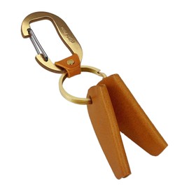 Cliff Men's Key Case, Key Cover, Quiet, Keychain, Carabiner, Made in Japan, Leather, Brass, Camel