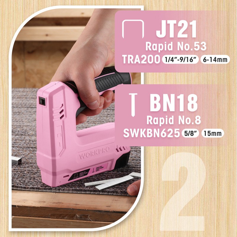 WORKPRO 3.6V Electric Cordless 2-in-1 Staple Nail Gun 2000PCS Staple