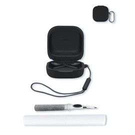 Case for SHOKZ New OpenFit 2 Open-Ear Headphones Earbuds,Soft Protective,BOVUGAC Silicone Case Cover with Keychain & Cleaning Kit & Lanyard for SHOKZ New OpenFit 2 Earbuds-Black