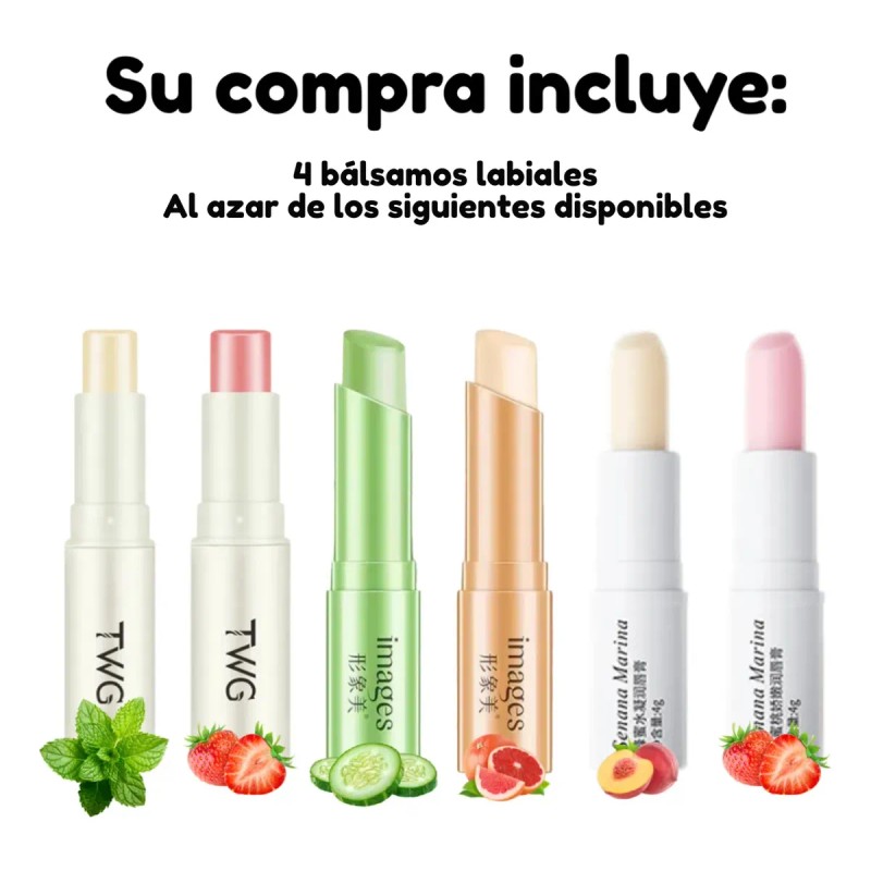 4 Piezas Labial Bálsamo Cuidado Facial Hidratante Labios Lip