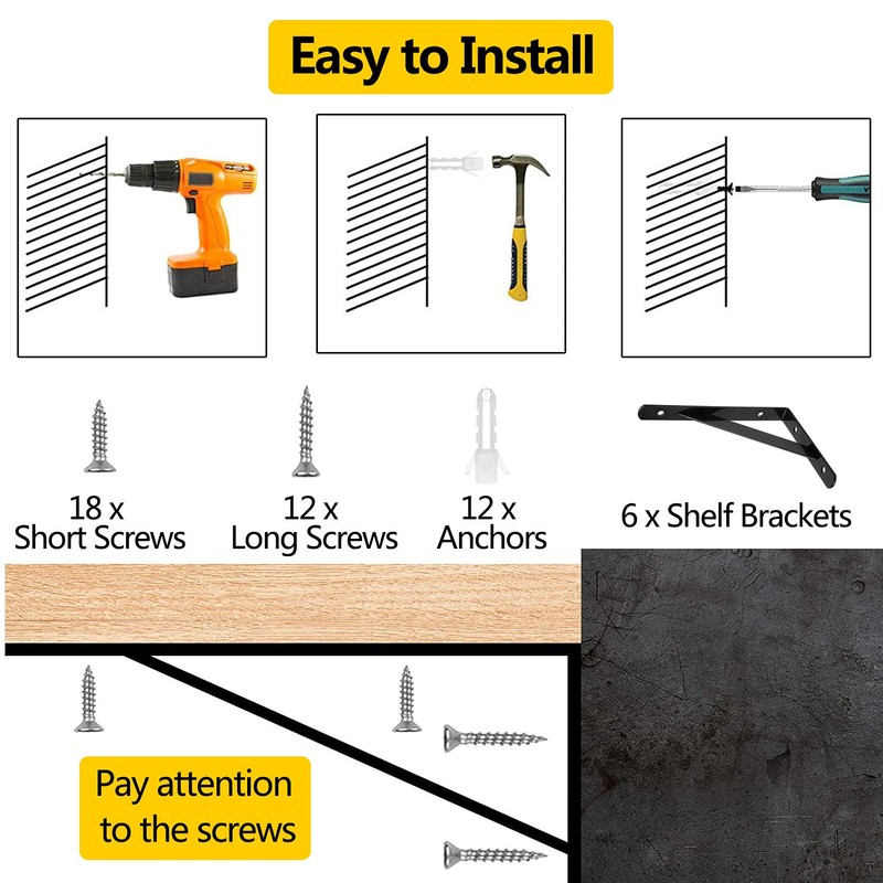 6 Pack Shelf Bracket Heavy Duty, Stainless Steel Triangle Shelf