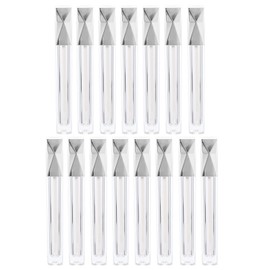 FOMIYES 15pcs Empty Lip Gloss Tubes Triangular Silver Caps Reusable Lip Balm Containers for Makeup and Travel