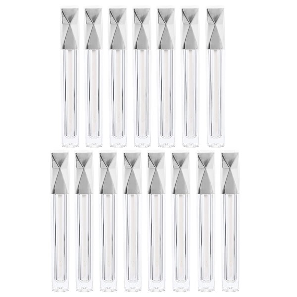 FOMIYES 15pcs Empty Lip Gloss Tubes Triangular Silver Caps Reusable