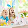 SilverChry Easter Bunny Basket for Egg Hunting, Rabbit Plush Basket,