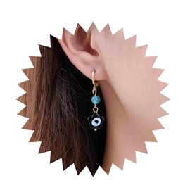 Andelaisi Boho Evil Eye Drop Earrings Gold Evil Eye Dangle Hoop Earrings Vintage Devil Eye Flower Earrings Turkish Blue Evil Eye Protection Earrings Jewelry for Women