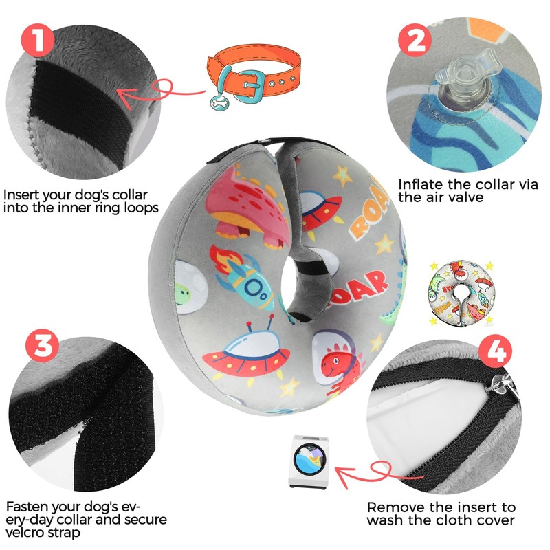 PAWCHIE Inflatable Dog Cone Collar Alternative, Soft Dog Cone for