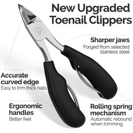Toe Nail Clipper Large Toenail Clippers for Thick & Ingrown Nails Podiatrist Toenail Clippers Kits Stainless Steel Super Sharp Curved Blade Grooming Nail Tool for Man & Women
