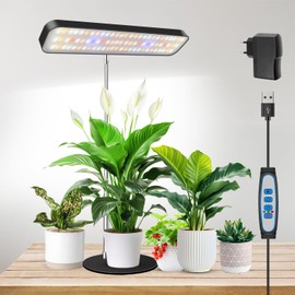 Aumtrly LED Plant Lamp, Full Spectrum Grow Lamp for Small Plants Growing, 5000 K White Light Grow Lamp with Sockets, 61 cm Height Adjustable, 6/12/16H Timer, 3 Light Modes