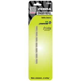Zebra Eraser Refill, Fits Frisha Automatic, Jimnie, Jimnie Clip & M-301 Ultra, White, 7 Pack (83711)