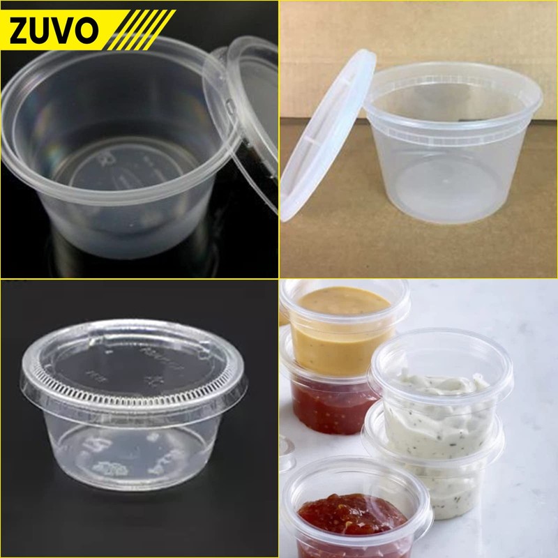 Zuvo Plastic Sauce Containers with Lids - 04 OZ (50