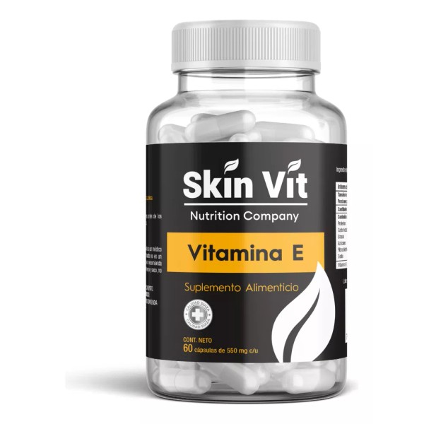 Skin Vit Nutrition Company. Vitamina E Skin Vit 60 Cápsulas 550mg C/u Súper Premium Sabor Sin sabor
