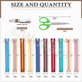 Wokape 12 Pieces 13.7 inches/35 cm Resin Zippers with Lifting Ring Pulls Assorted Colour Set with Ruler and Cutter, 10 Colours Separate Sewing Zip for DIY Clothing Garment Jacket Handbags