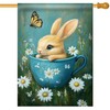 Morigins Easter Bunny Garden Flag Double Sided Daisy Floral Cute